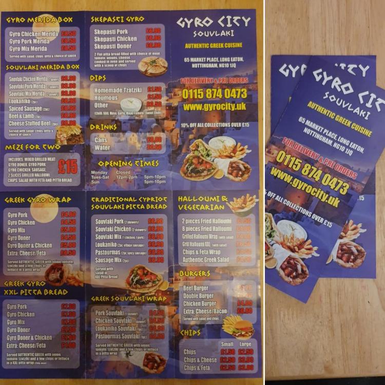 Gyro City Menu Design & Print